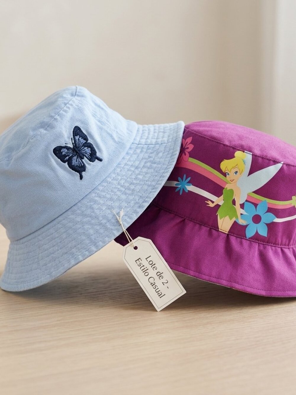 Girls Bucket Hat Lot 2 Reversible Embroidered Butterfly Blue Purple One Size